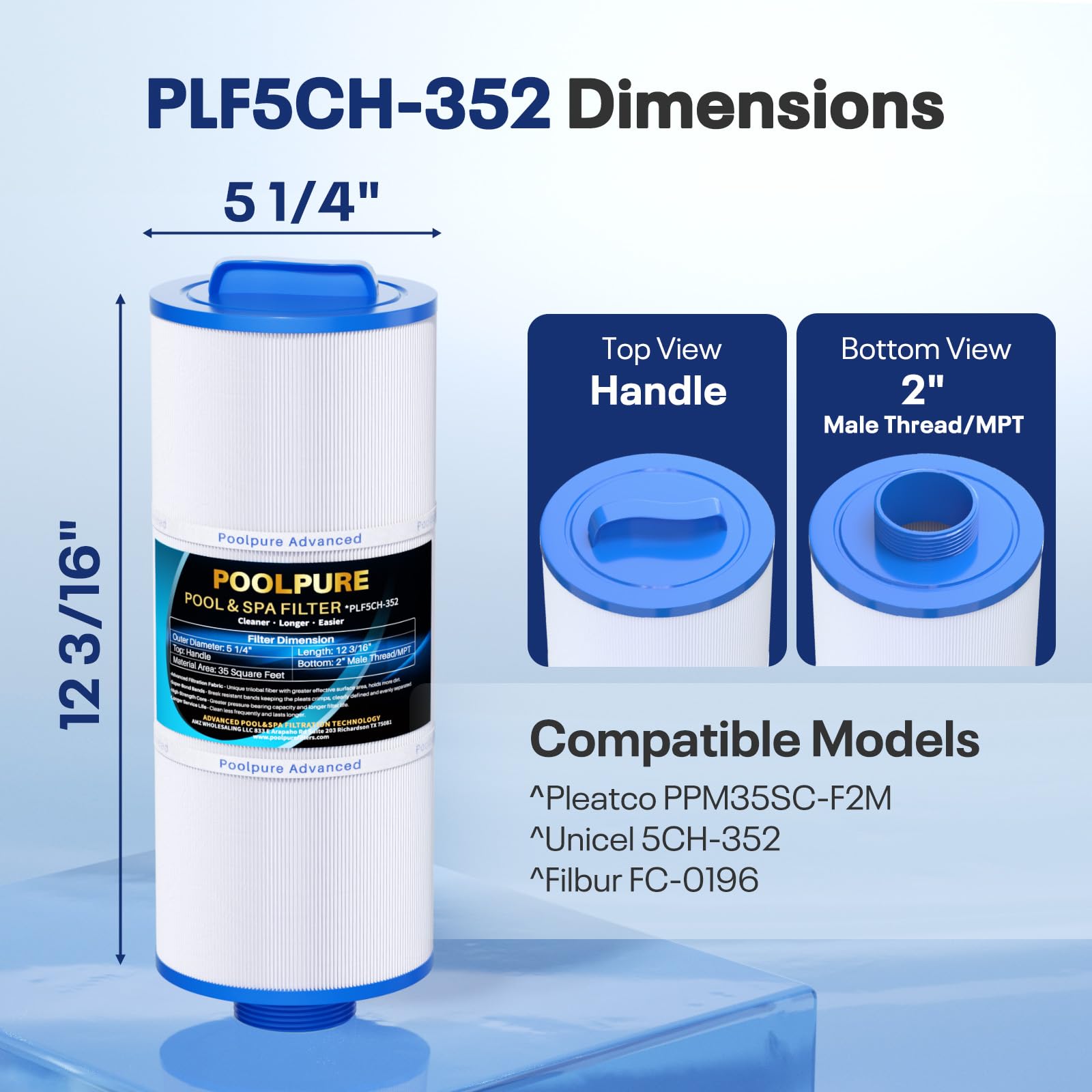 Amazon.com : POOLPURE 5CH-352 Spa Filter Replaces PPM35SC-F2M